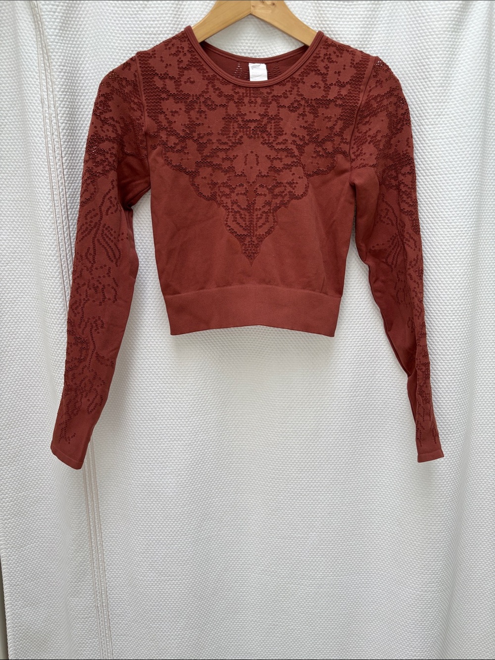 Fabletics Rust Textured Cropped Sweatshirt